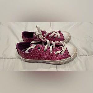 Converse pink glitter tennis shoes. Size 13